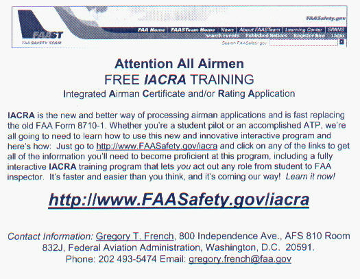 CLICK HERE TO VISIT THE IACRA WEBSITE
